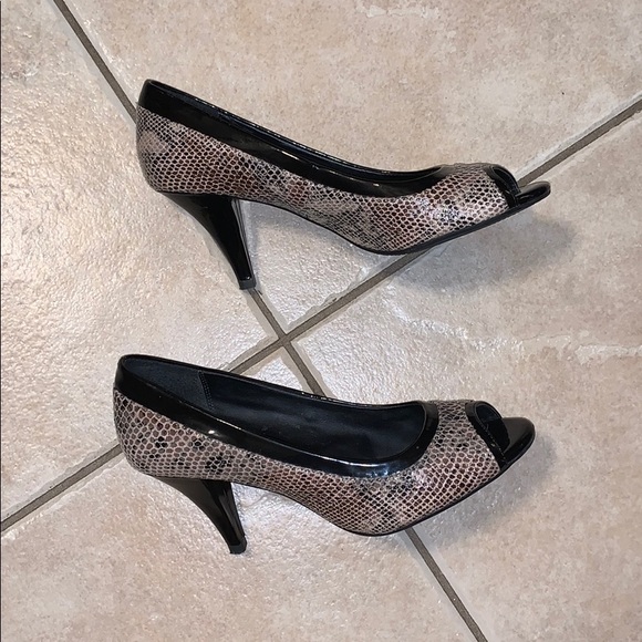Dress Barn Shoes - TAKING 1ST OFFER: DRESS BARN Snake Peep Toe Heels